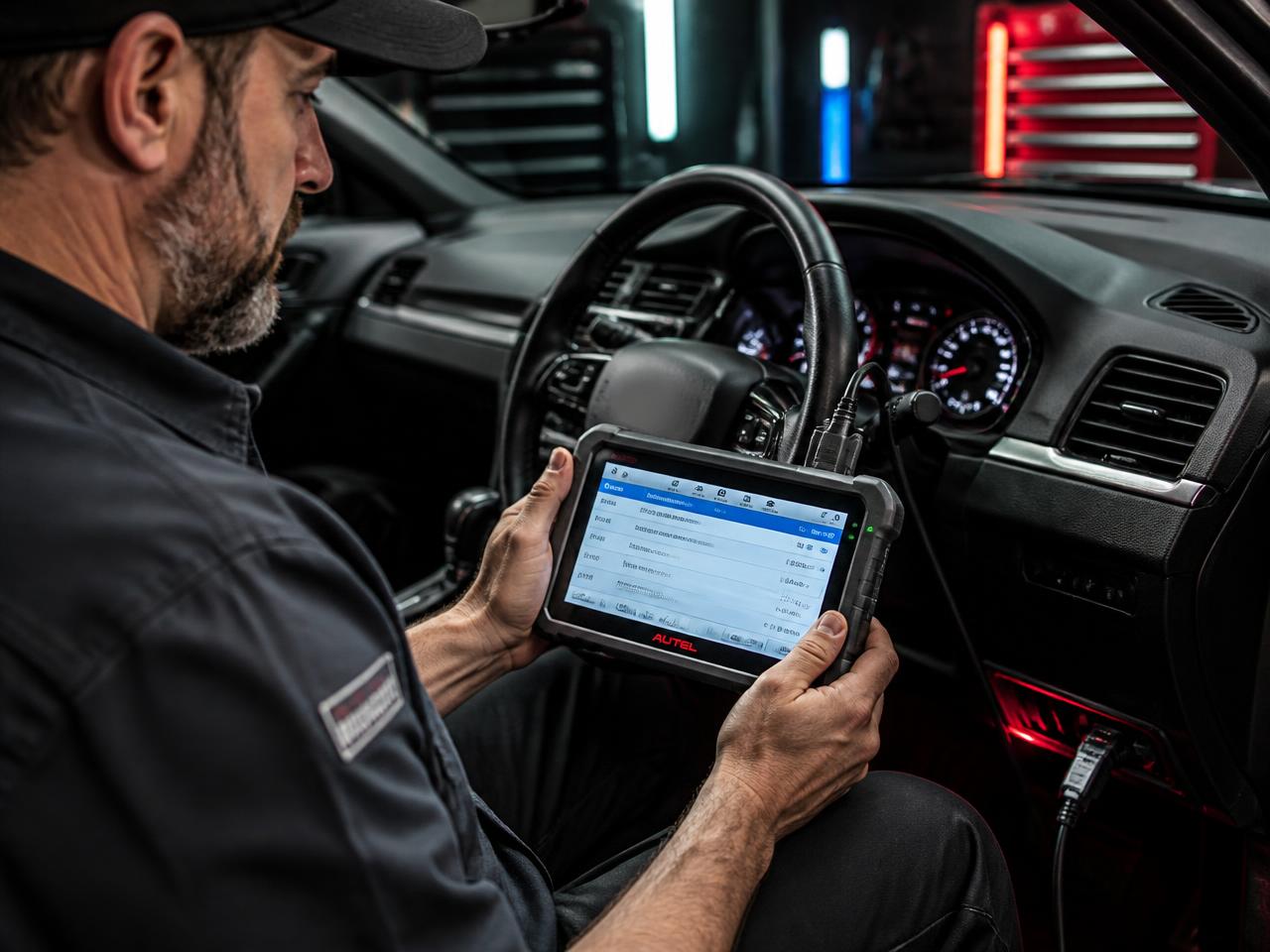 Diagnostic scanner connected to a vehicle